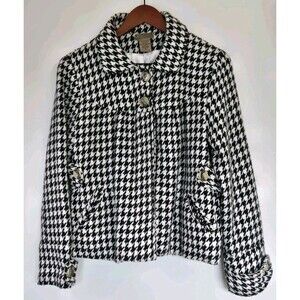 Art and Soul Coat Womens M Wool Blend Houndstooth Winter Blazer Timeless Preppy